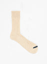 Chunky Ribbed Crew Socks Raw Beige & Dark Blue by ROTOTO | Couverture & The Garbstore