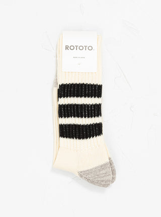Coarse Ribbed Oldschool Socks Ecru & Black by ROTOTO | Couverture & The Garbstore