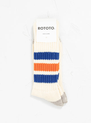 Coarse Ribbed Oldschool Socks Ecru, Blue & Orange by ROTOTO | Couverture & The Garbstore