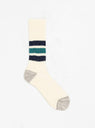 Coarse Ribbed Oldschool Socks Ecru, Navy & Green by ROTOTO | Couverture & The Garbstore