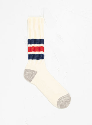 Coarse Ribbed Oldschool Socks Ecru, Navy & Red by ROTOTO | Couverture & The Garbstore