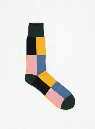 4 Panel Crew Socks Dark Green, Light Blue & Yellow by ROTOTO | Couverture & The Garbstore