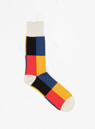 4 Panel Crew Socks Light Grey, Yellow & Dark Blue by ROTOTO | Couverture & The Garbstore