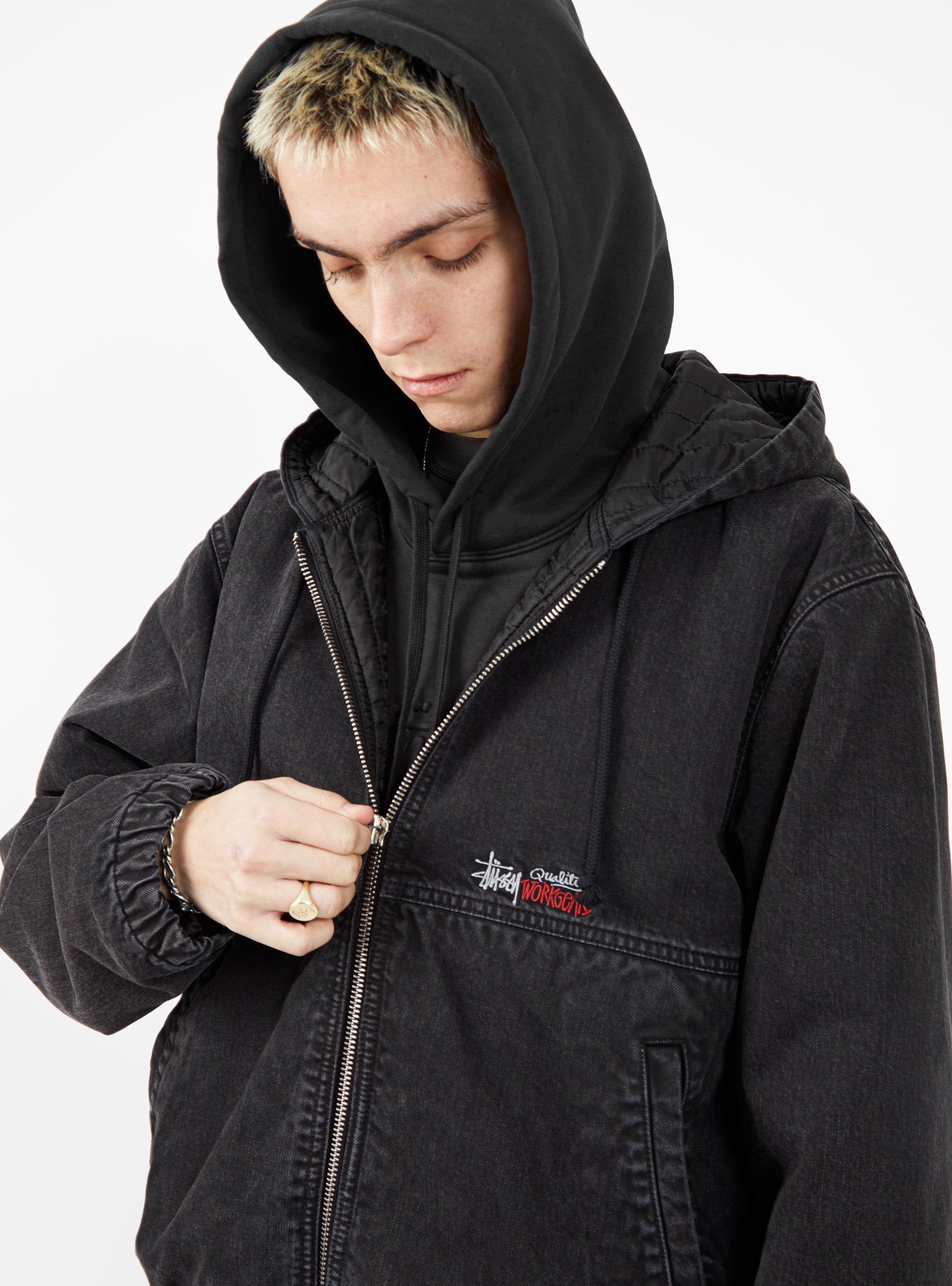 Double Dye Work Jacket Black by Stüssy | Couverture & The Garbstore