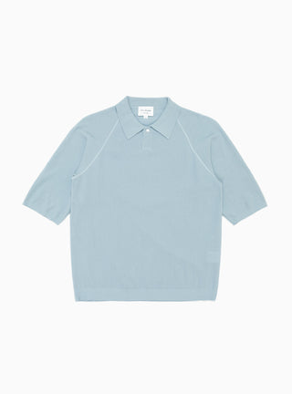 Silk-Blend Knit Polo Shirt Sax Blue by Still By Hand | Couverture & The Garbstore
