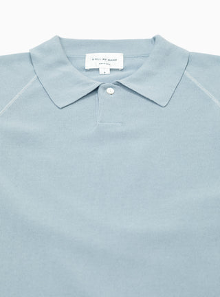 Silk-Blend Knit Polo Shirt Sax Blue by Still By Hand | Couverture & The Garbstore