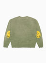 5G Knit Smilie Patch Sweater Khaki by Kapital | Couverture & The Garbstore