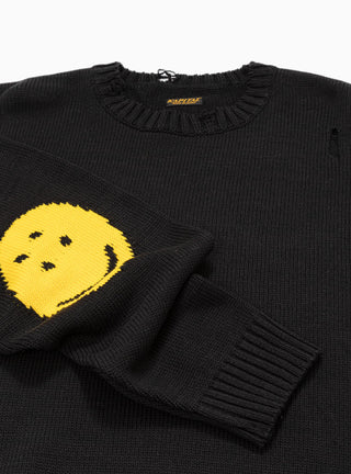 5G Knit Smilie Patch Sweater Black by Kapital | Couverture & The Garbstore