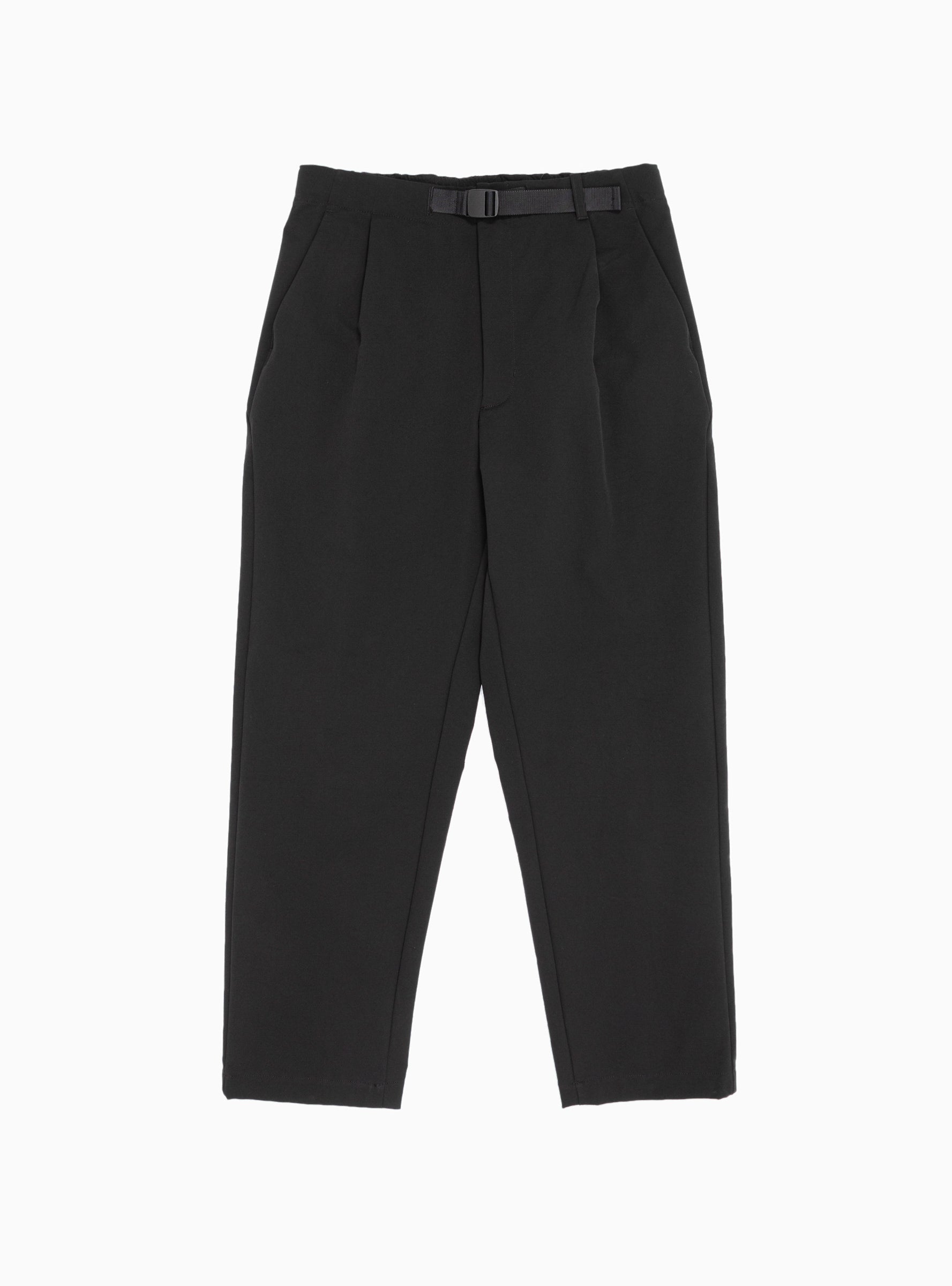 One Tuck Tapered Stretch Trousers Black