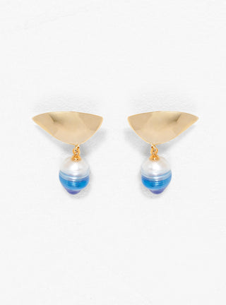 Pearl Lobe Earrings - Gold Blue by Lady Grey | Couverture & The Garbstore