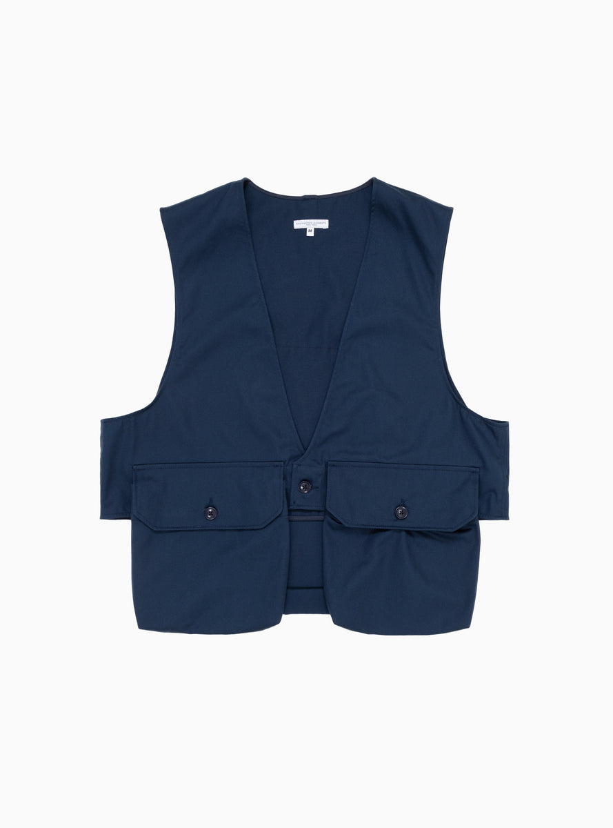 Fowl 6.5oz Flat Twill Vest Navy by Engineered Garments | Couverture ...
