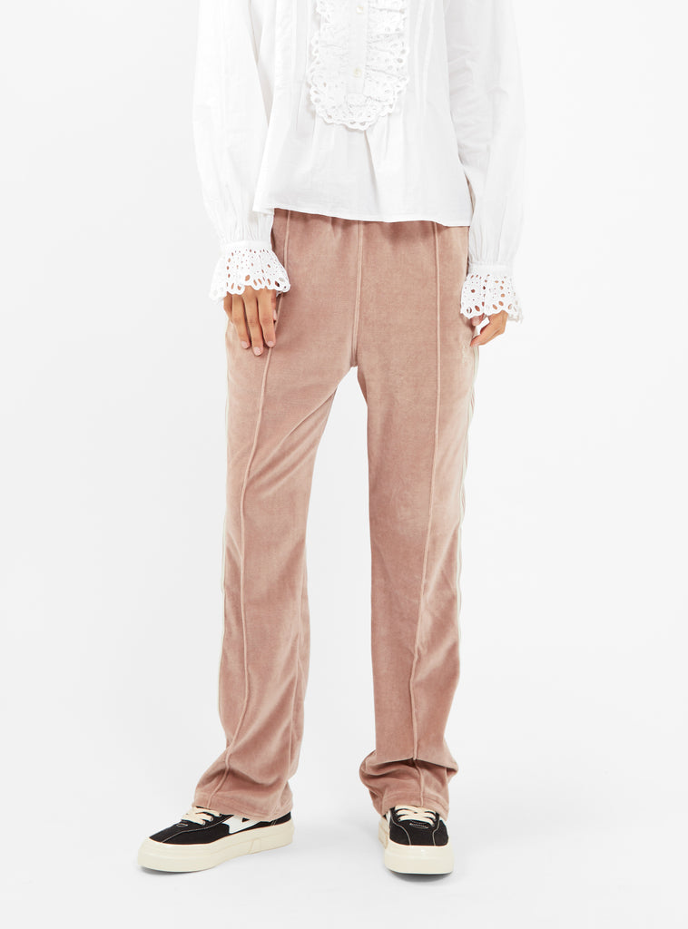Narrow Velour Track Pants Old Rose Pink