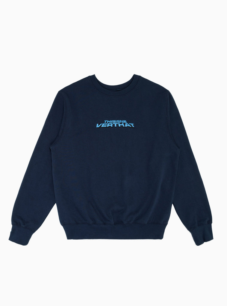 Title Logo Sweatshirt Navy by thisisneverthat | Couverture & The Garbstore