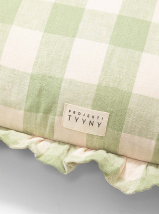 Leinikki Gingham Frill Cushion Pistachio Green by Projektityyny | Couverture & The Garbstore
