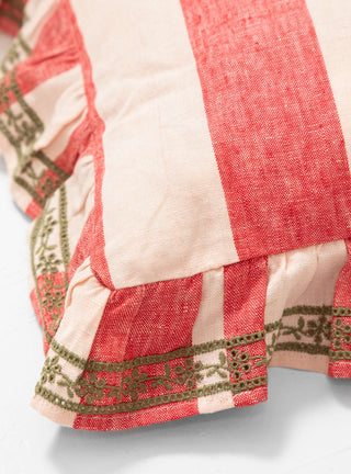 Sirkus Stripe Embroidered Cushion Strawberry Red by Projektityyny | Couverture & The Garbstore