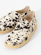 Side Seam Slide Shoes White Cow Print by Garbstore x Padmore & Barnes | Couverture & The Garbstore