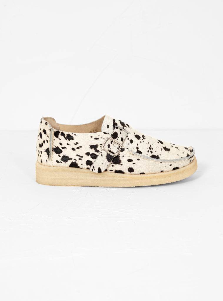 Side Seam Slide Shoes White Cow Print by Garbstore x Padmore & Barnes | Couverture & The Garbstore