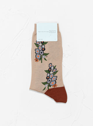 Bougainvillea Crew Socks Beige by Hansel From Basel by Couverture & The Garbstore