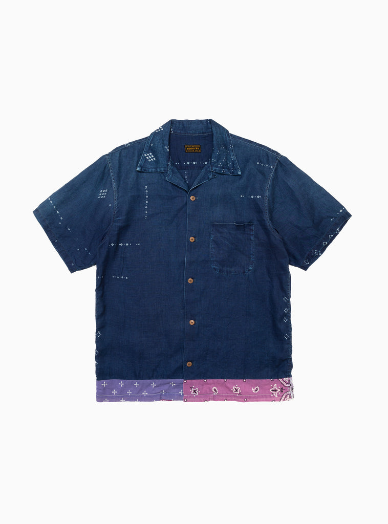 Bandana Linen Short Sleeve Shirt Indigo by KAPITAL | Couverture & The Garbstore