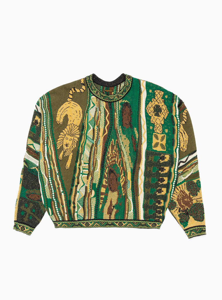 Rasta Gaudy 7G Knit Jumper Green by Kapital by Couverture & The Garbstore