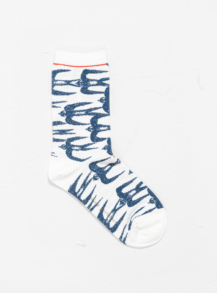 Hello Swallow Socks White by Minä Perhonen by Couverture & The Garbstore