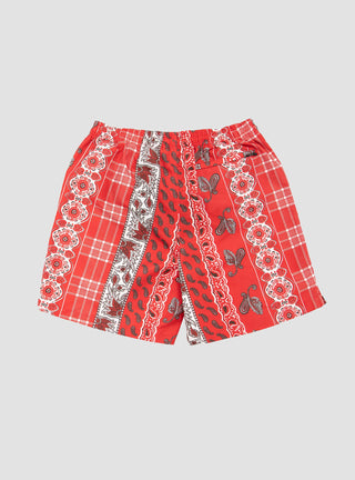 Paisley Plaid Water Short Red by Stüssy | Couverture & The Garbstore