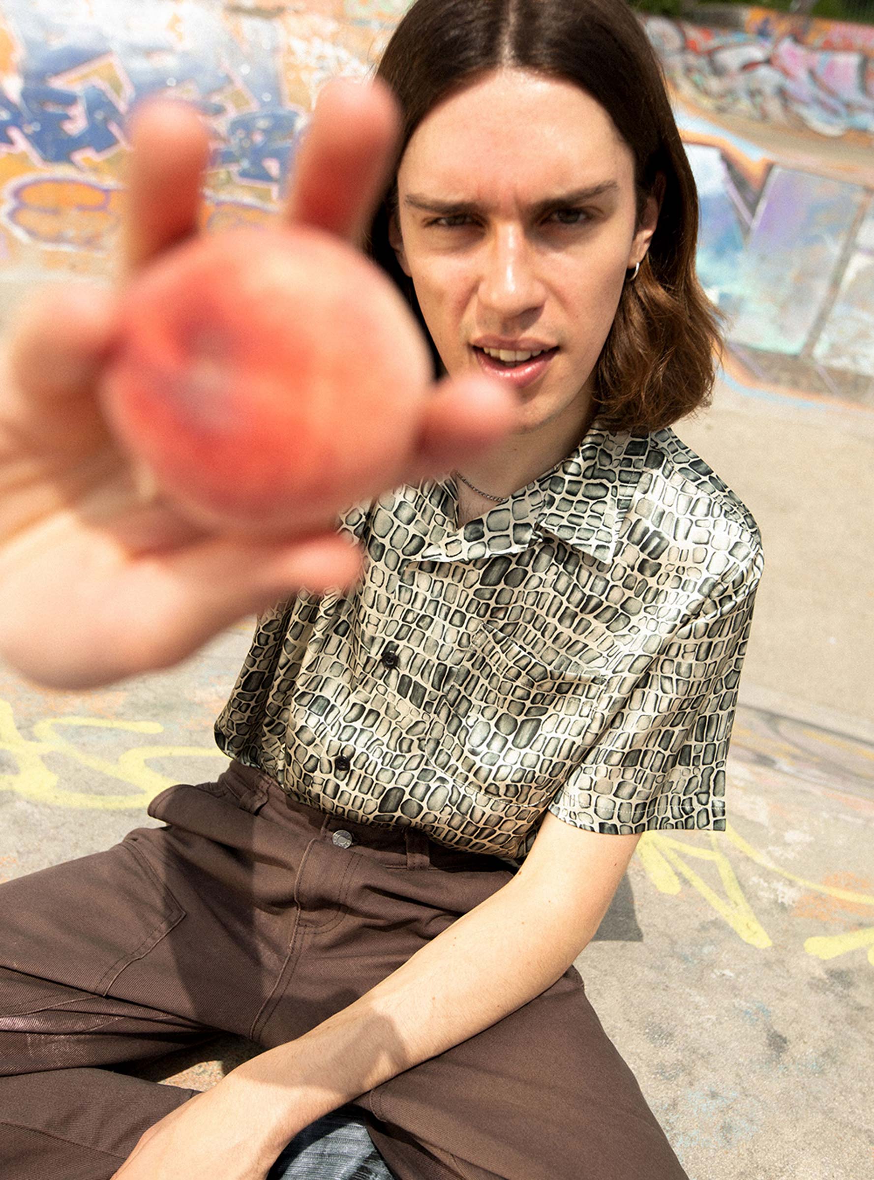 Stussy croc pattern silk shirt Clearance