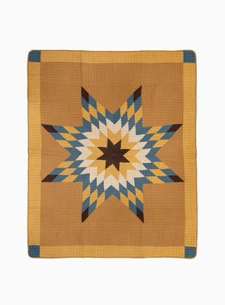 Patchwork Quilt Big Star Camel & Blue by BasShu | Couverture & The Garbstore