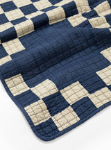 Patchwork Quilt Checked Navy & Ecru by BasShu | Couverture & The Garbstore