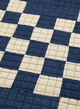 Patchwork Quilt Checked Navy & Ecru by BasShu | Couverture & The Garbstore