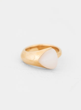 Gold Plated Ring with Triangular Stone Milky White by Helena Rohner | Couverture & The Garbstore