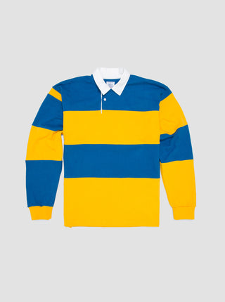 Stripe Rugby Shirt Royal/Mustard by Drop Out Sports | Couverture & The Garbstore