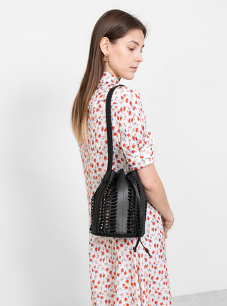 Mini Jute Die Cut Bucket Bag Black by Modern Weaving | Couverture & The Garbstore
