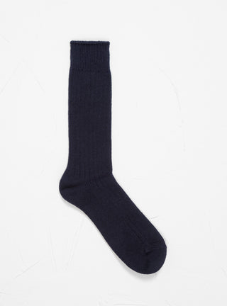 Cotton Wool Ribbed Crew Socks Navy by ROTOTO by Couverture & The Garbstore