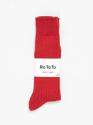 Cotton Wool Ribbed Crew Socks Red by ROTOTO | Couverture & The Garbstore