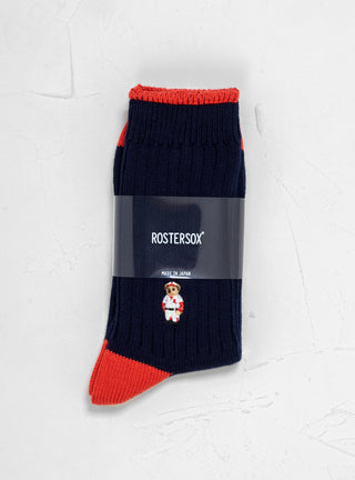 Baseball Bear Rib Socks Navy & Orange by RosterSox by Couverture & The Garbstore