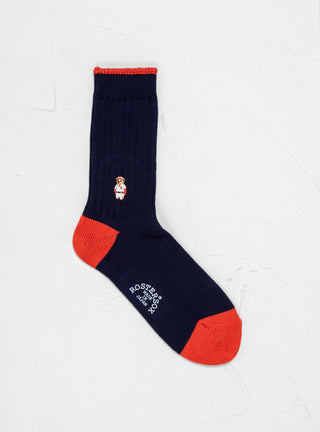 Baseball Bear Rib Socks Navy & Orange by RosterSox by Couverture & The Garbstore