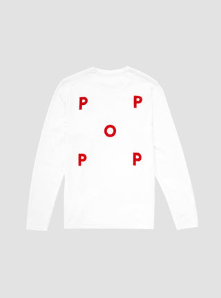 Logo Long Sleeve T-Shirt White & Red by Pop Trading Company | Couverture & The Garbstore