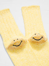 56Yarn 3x1Rib Heel Smile Socks Yellow by Kapital | Couverture & The Garbstore