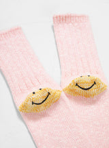 56Yarn 3x1Rib Heel Smile Socks Pink by Kapital | Couverture & The Garbstore