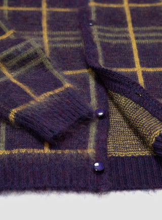 Plaid Mohair Cardigan Plum by Needles by Couverture & The Garbstore