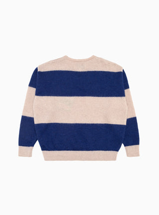 Stripe Mohair Crew Jumper Tan & Royal by The English Difference | Couverture & The Garbstore
