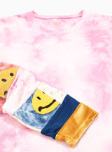 Smiles Nomad Patch Long Sleeve Tee Pink Tie Dye by Kapital | Couverture & The Garbstore