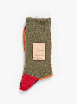 Heel Switching Wool Pile Socks Olive Green by Mauna Kea by Couverture & The Garbstore