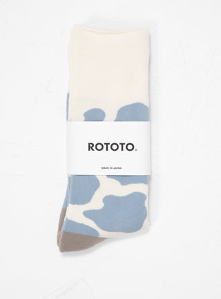 Fine Pile Cow Crew Socks Light Blue & Greige by ROTOTO | Couverture & The Garbstore