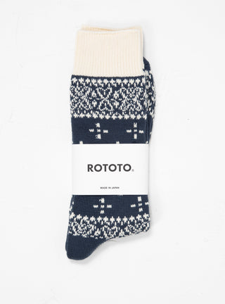 Bandana Pattern Crew Socks Dark Blue & Ivory by ROTOTO | Couverture & The Garbstore