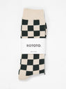 Checkerboard Crew Socks Ivory & Dark Green by ROTOTO by Couverture & The Garbstore