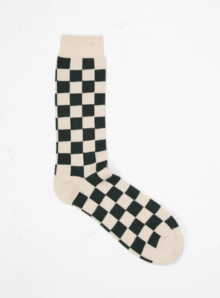 Checkerboard Crew Socks Ivory & Dark Green by ROTOTO | Couverture & The Garbstore
