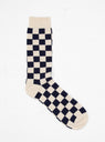 Checkerboard Crew Socks Ivory & Navy by ROTOTO | Couverture & The Garbstore