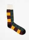 Rugger Pattern Crew Socks Burgundy, Yellow & Black by ROTOTO by Couverture & The Garbstore